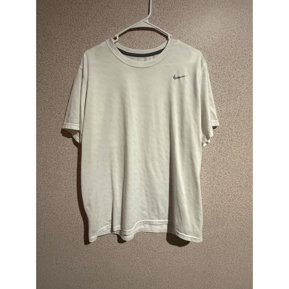 Nike Mens Dri-FIT Space Dye Performance T-Shirt White Grey XL Short Sleeve